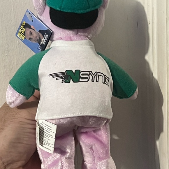 2000 Zeeks Nsync "Chris" Pop Star Boy Band Collectible Plush Pink Bear NWT - Picture 2 of 11